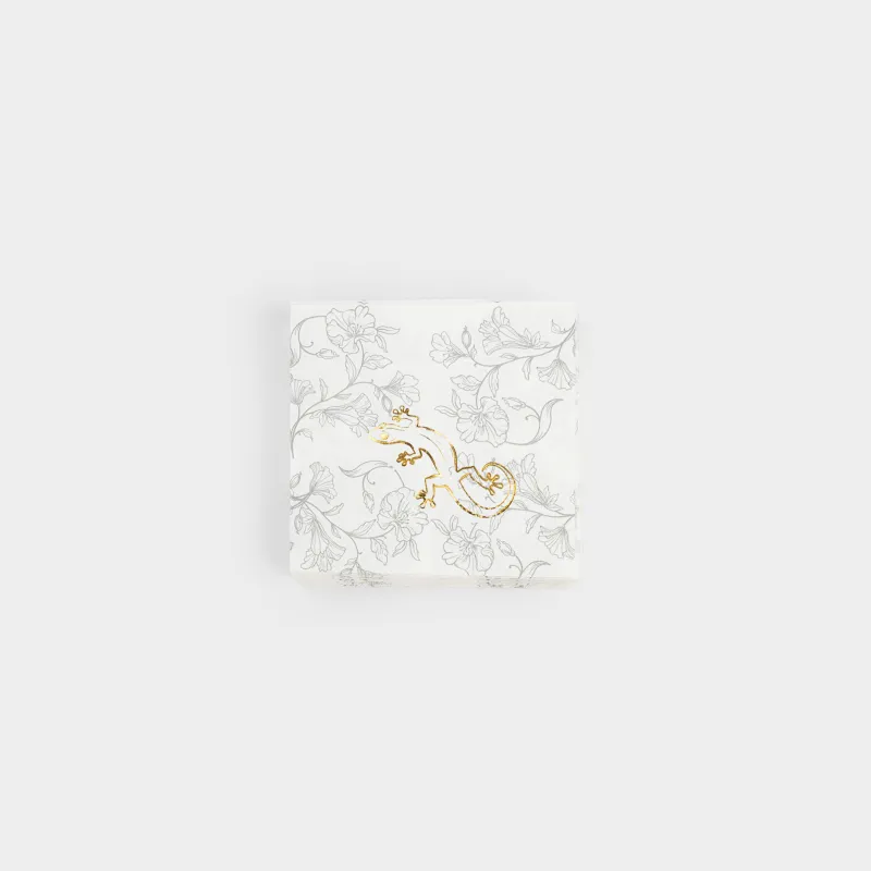 Салфетки бумажные, 21х21 см, 20 шт, квадратные, белые, Ящерица, Paradise garden