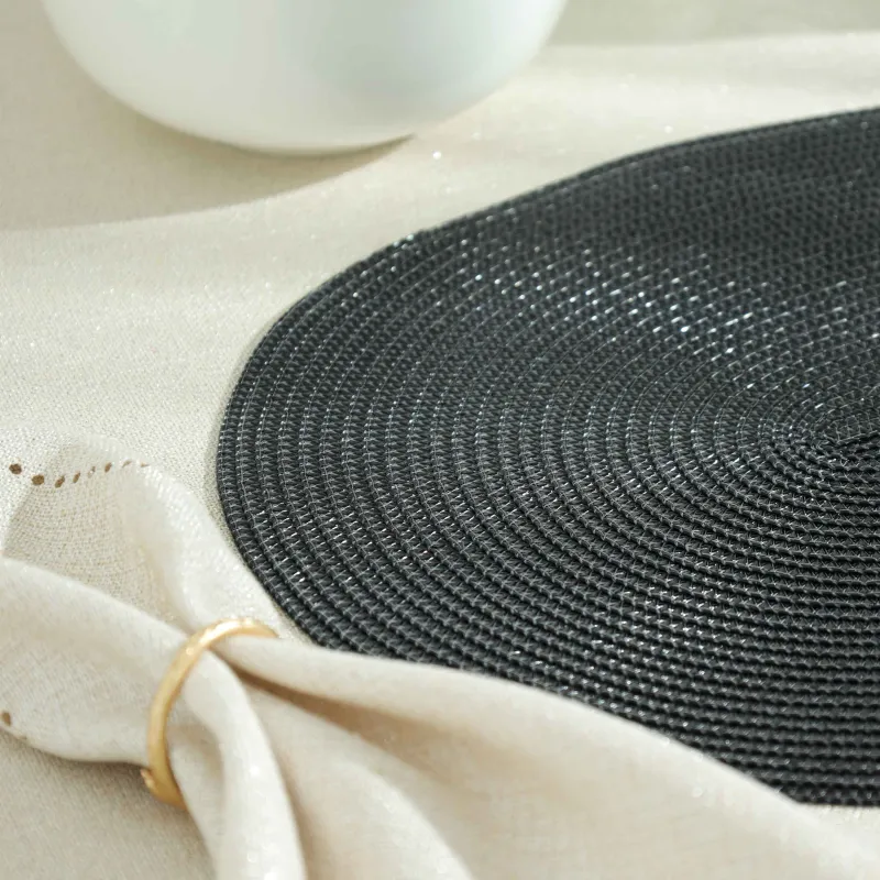 Салфетка под приборы, 30х45 см, полиэстер, овальная, черная, Circle shine, image-2