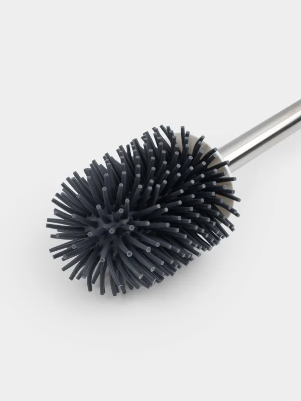 Ерш туалетный, 45 см, с подставкой/сливным контейнером, резина/пластик, серо-белый, Click, image-4