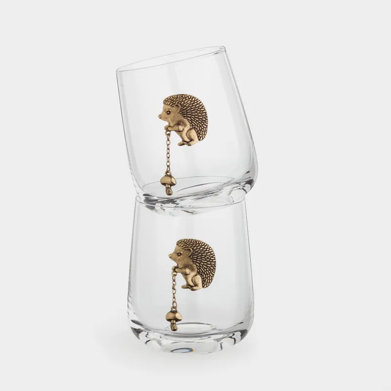 Стакан, 9 см, 430 мл, 2 шт, стекло/металл, Золотистый ежик, Lux elements