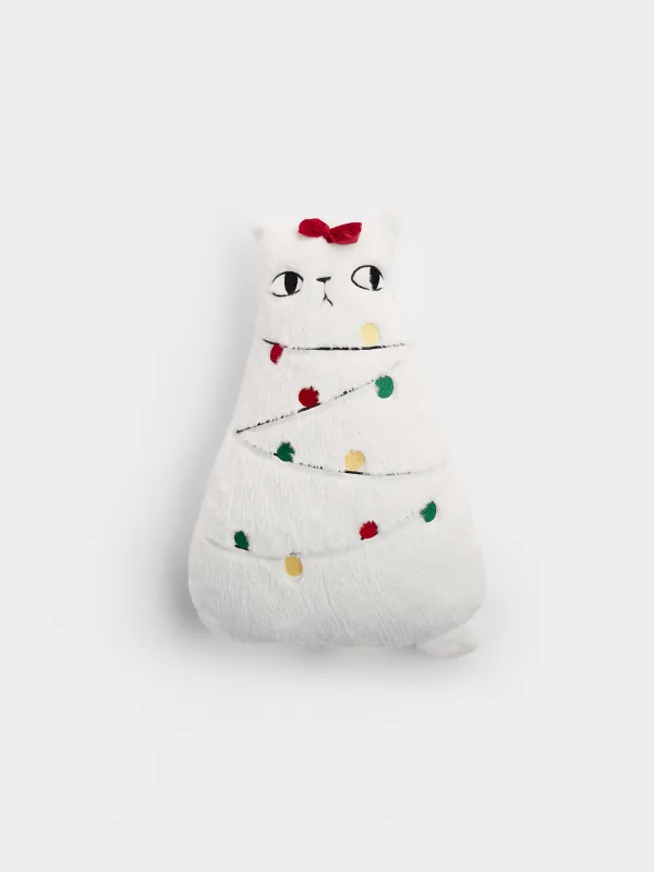 Подушка декоративная, 32х51 см, Кот с гирляндой, Christmas cat, image-0