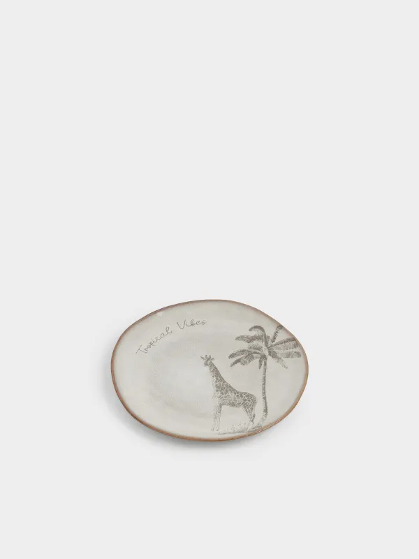 Тарелка закусочная, 22 см, Жираф и пальма, Tropical vibes, image-1