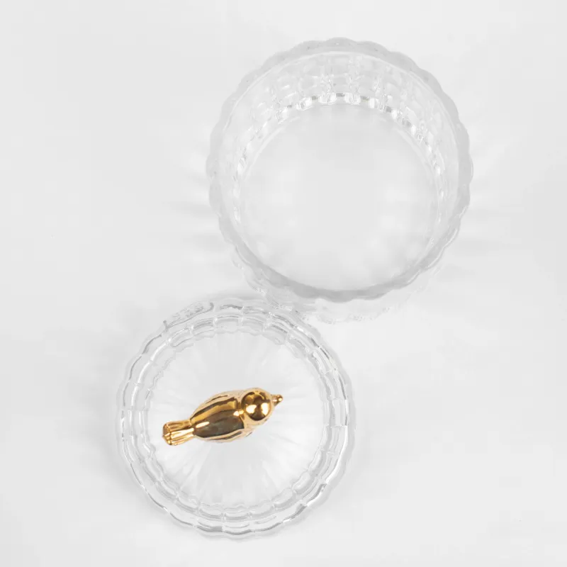 Емкость для хранения, 8х12 см, 200 мл, стекло Р/металл, Золотистая птица, Paradise garden, image-3