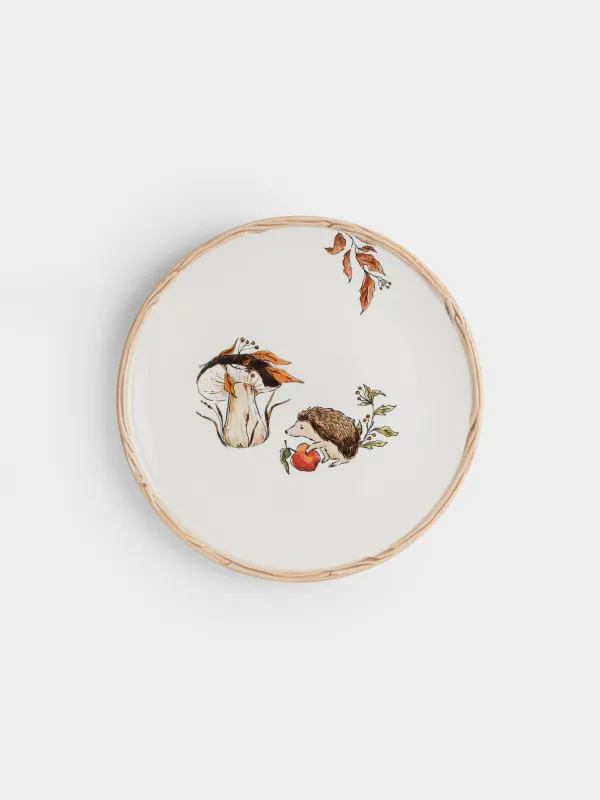 Тарелка обеденная, 28 см, Еж с яблоком и гриб, Forest hedgehog, image-0
