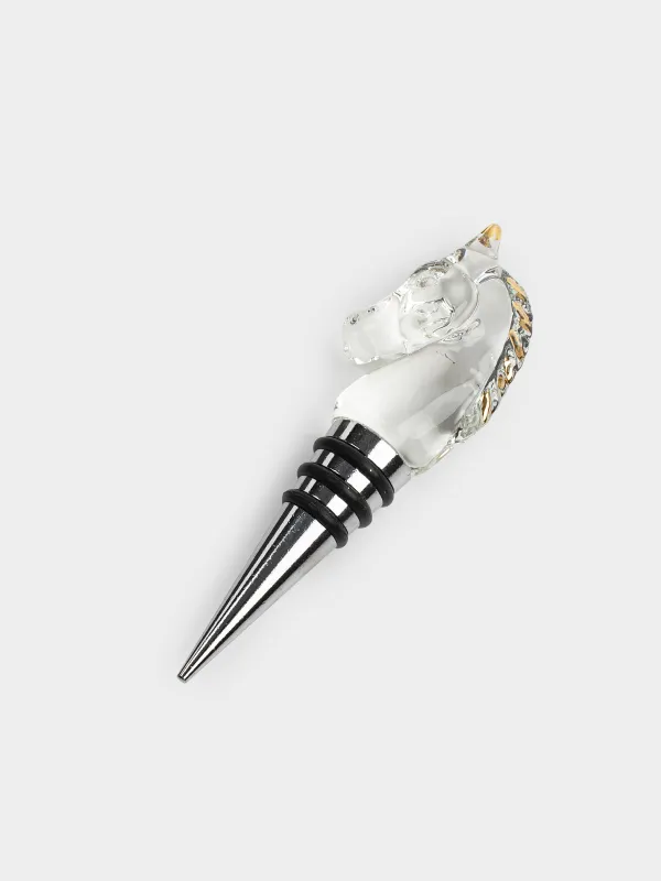 Пробка для винной бутылки, 12 см, металл/стекло, золотистая, Лошадь, Horse gold, image-1