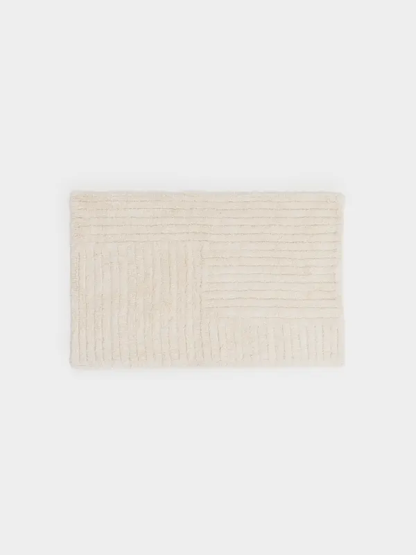 Коврик, 50x80 см, противоскользящий, хлопок, молочный, Объемные полосы, Stripe, image-0