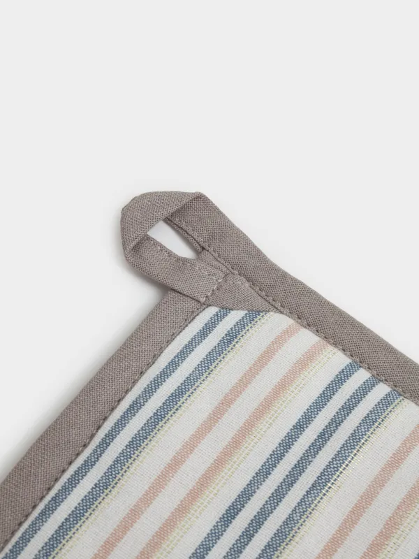 Прихватка, 20х20 см, хлопок, квадратная, молочная, Полосы, Stripes kitchen, image-3