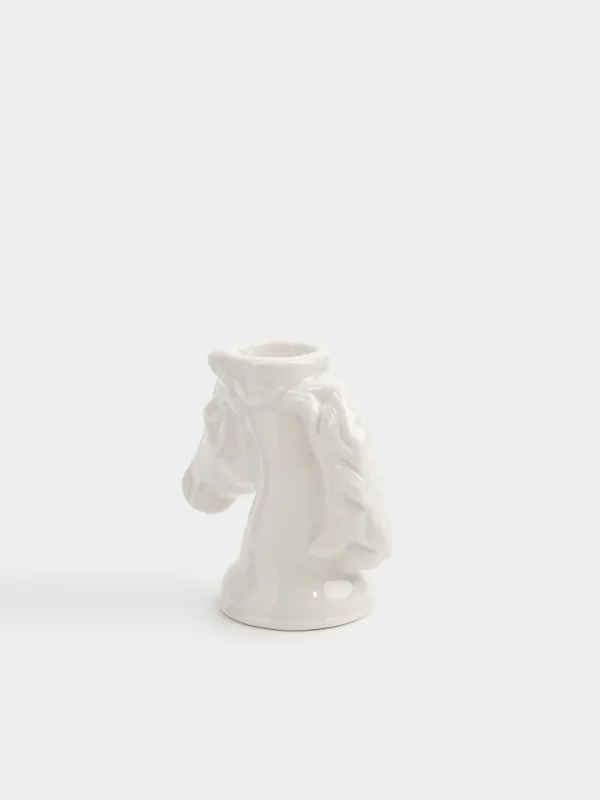 Подсвечник, 9x9 см, для тонкой свечи, Голова коня, Horse white, image-2