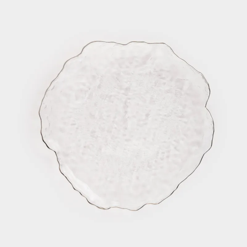 Блюдо, 30 см, стекло, с серебристым кантом, Nautilus silver