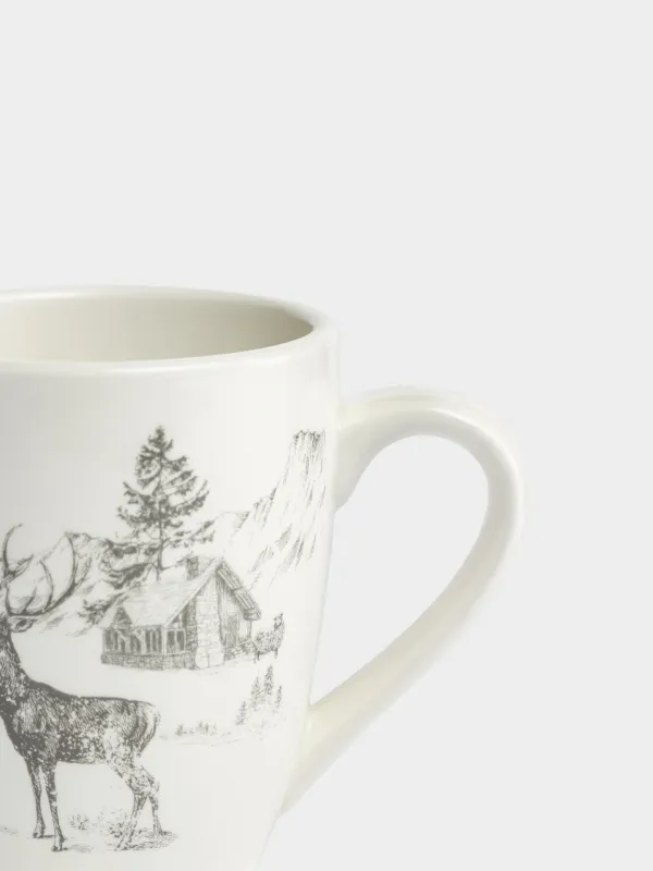 Кружка, 370 мл, Олени в лесу, Winter deer, image-1