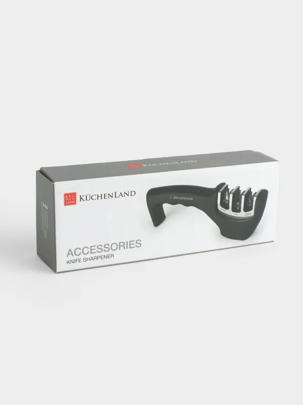 Точило для ножей, 20 см, три этапа заточки, пластик/сталь, черное, Accessories, image-4