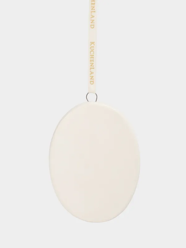 Игрушка елочная, 8 см, керамика, белая, Еж на коньках, Hedgehog christmas, image-2