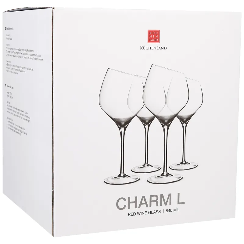 Бокал для красного вина, 560 мл, 4 шт, кристальное стекло, Charm L, image-1