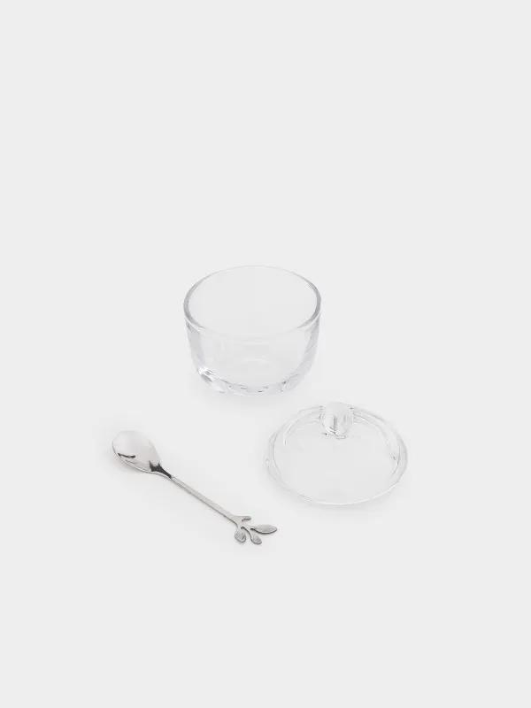 Сахарница, 11 см, 210 мл, с ложкой, стекло/сталь, Volo, image-3