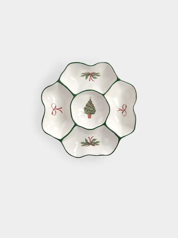 Менажница, 25 см, Нарядная елка с бантами, Christmas green, image-1