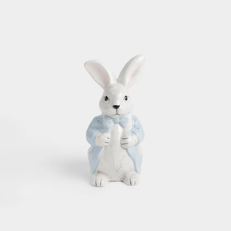 Статуэтка, 22 см, керамика D, серая, Кролик в пиджаке, Easter