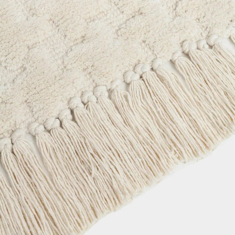 Коврик, 50х80 см, с бахромой, хлопок, песочный, Textured, image-3