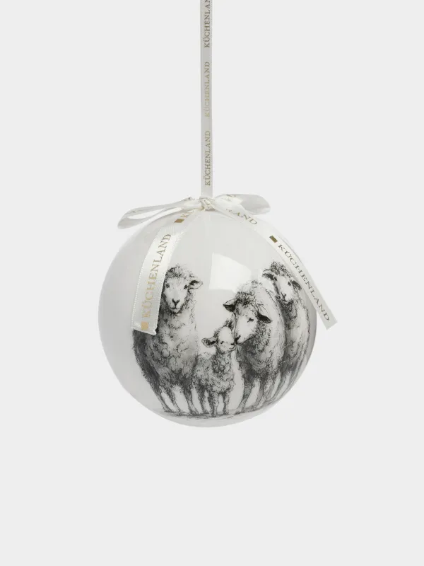 Игрушка елочная, 10 см, Шар, Овечки, Ball print, image-1