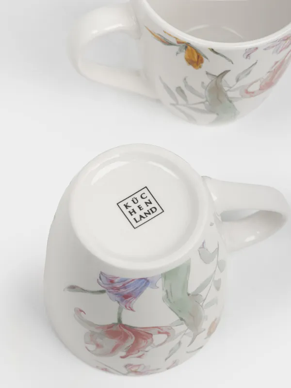 Кружка, 350 мл, 2 шт, фарфор P, белая, Пастельные цветы, Pastel flora, image-3