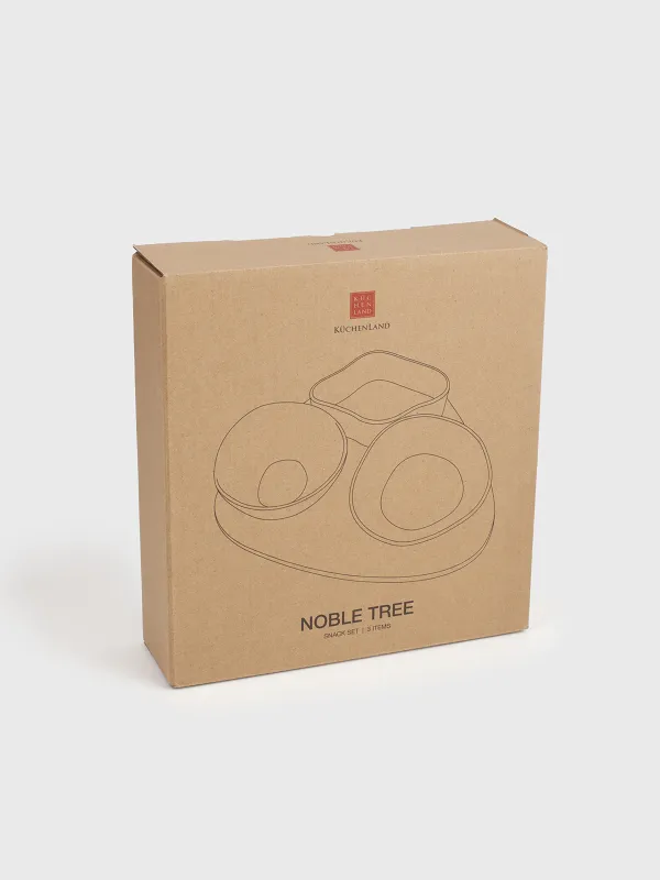 Набор для закусок, 3 пр, на подставке, керамика/дерево, черно-белый, Линии, Noble tree, image-6