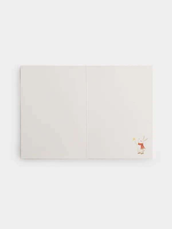 Открытка подарочная, 12х17 см, бумага, сине-молочная, Мишка и зайцы, Friends forest, image-3