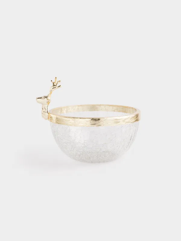 Пиала, 14х17 см, стекло/металл, золотистая, Олень, Arctic deer, image-1