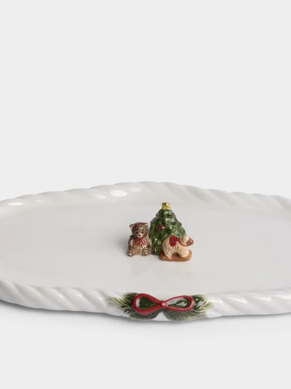 Блюдо, 25х14 см, Мишка и овечка у елки, Christmas lamb, image-1