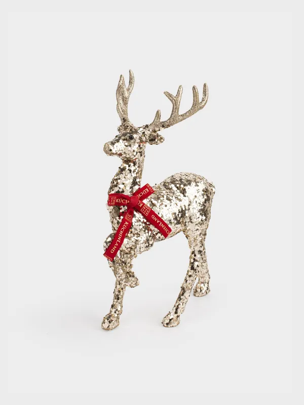 Статуэтка, 30 см, Олень с бордовым бантиком, Deer sparks, image-0