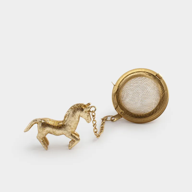 Сито для заваривания чая, 18 см, сталь/полирезин, Horse gold