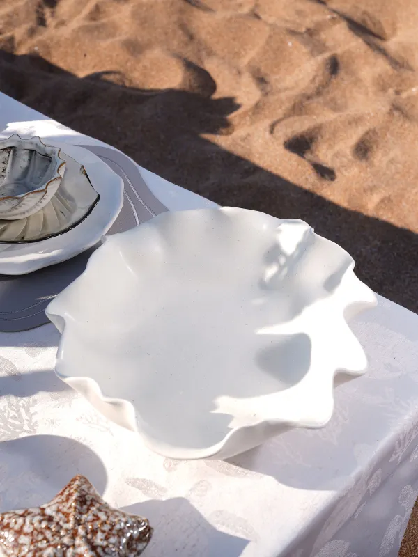 Ваза для фруктов, 25х12 см, на ножках, керамика D, молочная, Мятый эффект, Crumple polar, image-6