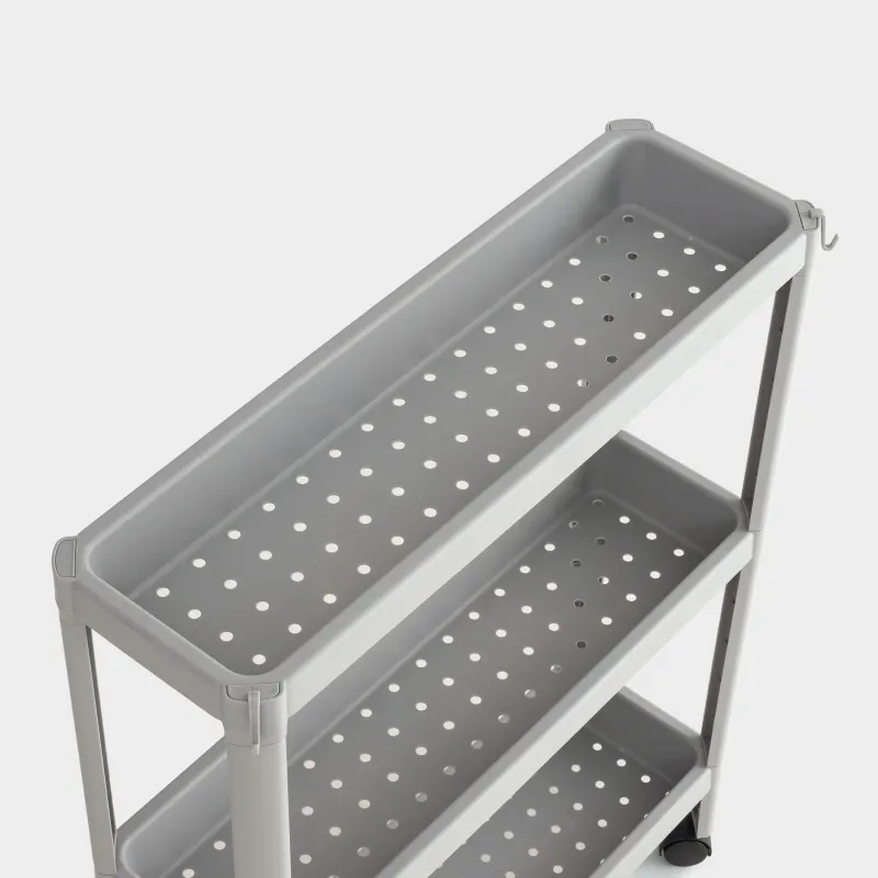 Этажерка, 3-х ярусная, 58х18х75 см, пластик, серая, Grating, image-7