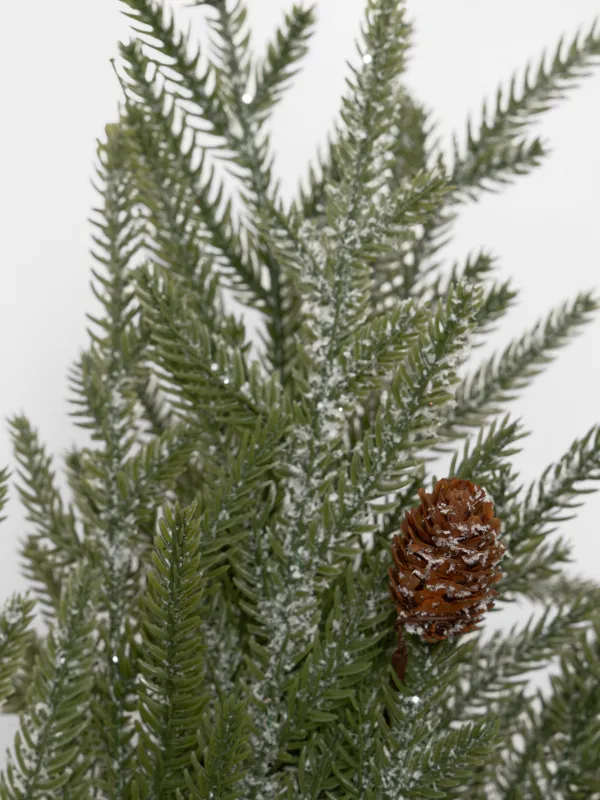 Ветка декоративная, 70 см, Заснеженная хвоя с шишками, Conifer decor, image-1