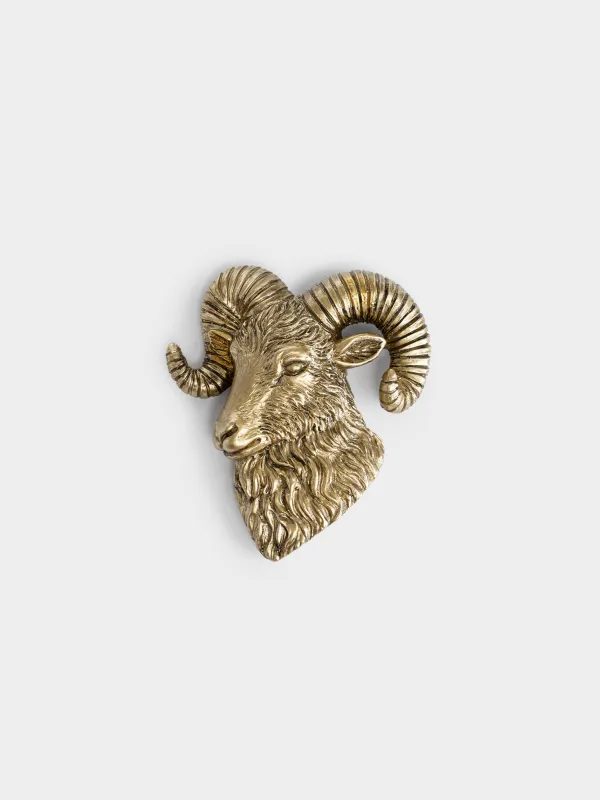 Магнит, 8 см, Голова барана, Sheep gold, image-0
