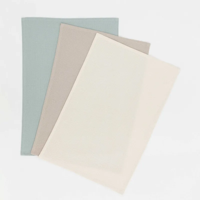 Полотенце кухонное, 40х60 см, 3 шт, хлопок, ментоловое/коричневое/бежевое, Waffle