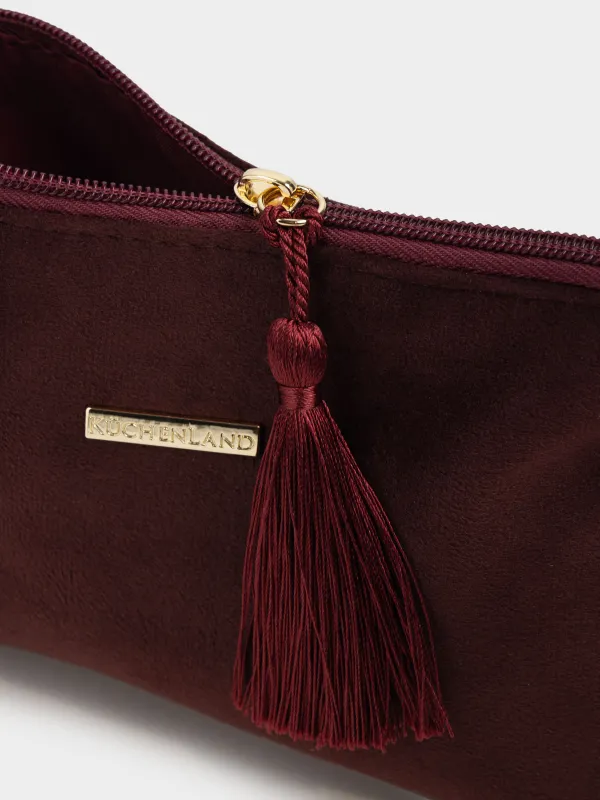 Косметичка, с кисточкой, бордовая, Velvety, image-3