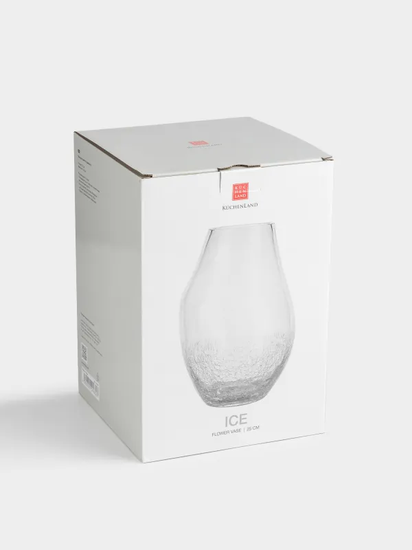 Ваза для цветов, 25 см, стекло, Кракелюр, Ice, image-4