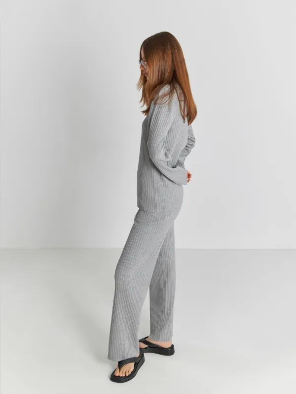 Брюки женские в рубчик, серые, Aleta, image-2