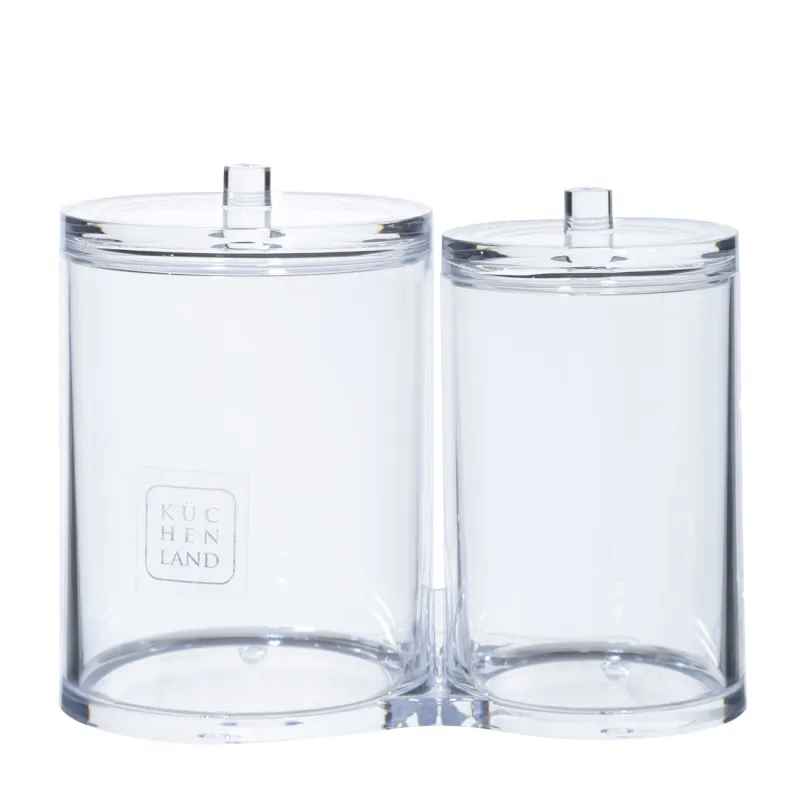 Контейнер для ватных дисков/палочек, 15х12 см, 2 отд, с крышкой, пластик, Basic