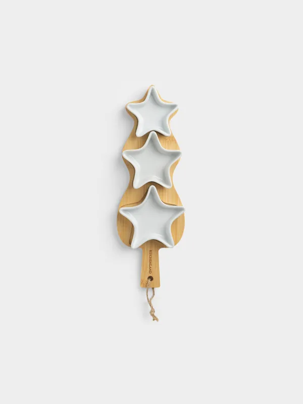 Набор для закусок, 3 предмета, на подставке, Звезды, Bamboo, image-1