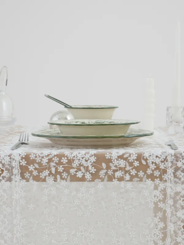 Дорожка настольная, 40х160 см, с кружевом, Ажурные цветы, Lace flowers, image-5