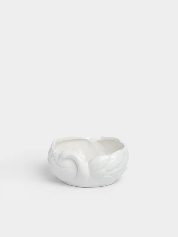 Конфетница, 16х7 см, керамика D, белая, Лебедь, Swan, image-1