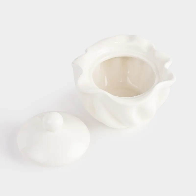 Шкатулка для украшений, 11 см, керамика D, молочная, Мятый эффект, Crumple, image-4