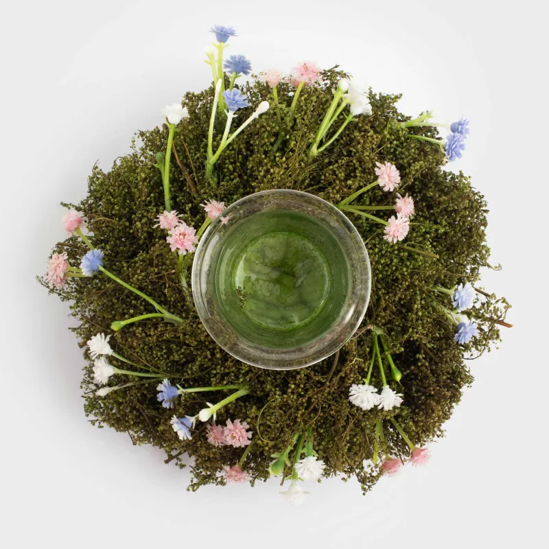 Подсвечник, 16 см, для чайной свечи, стекло/полынь, Незабудки, Delicate posy decor, image-1