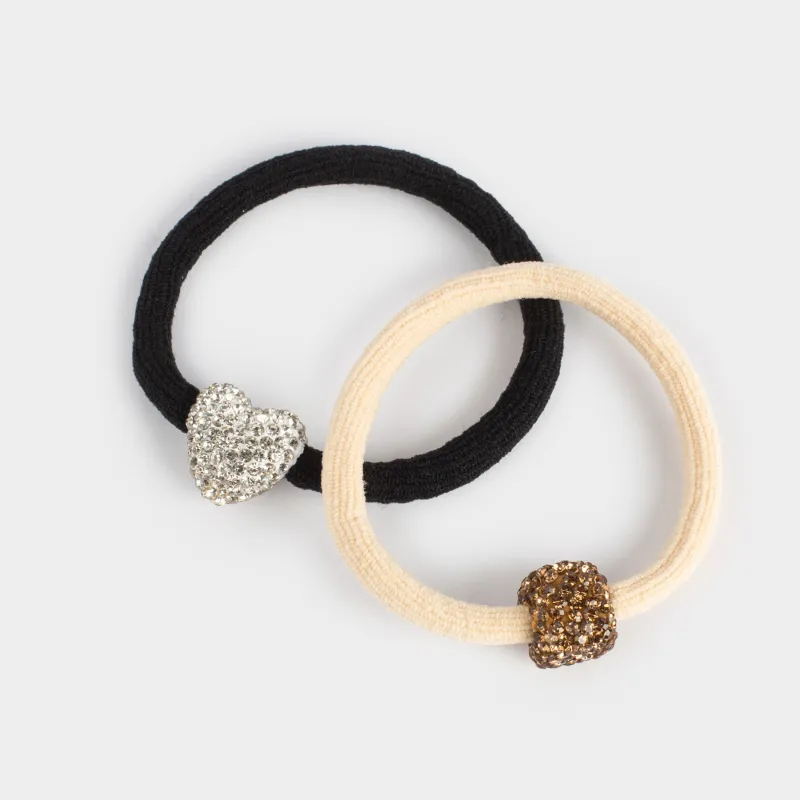 Набор резинок для волос, 6 см, 2 шт, полиэстер/металл, серебристый/шампань, Gracile