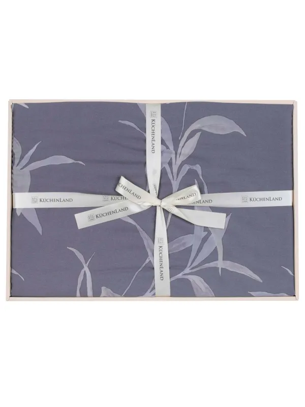 КПБ евро, тенсель 300 ТС, серо-лиловый, Листья, Tencel, image-4