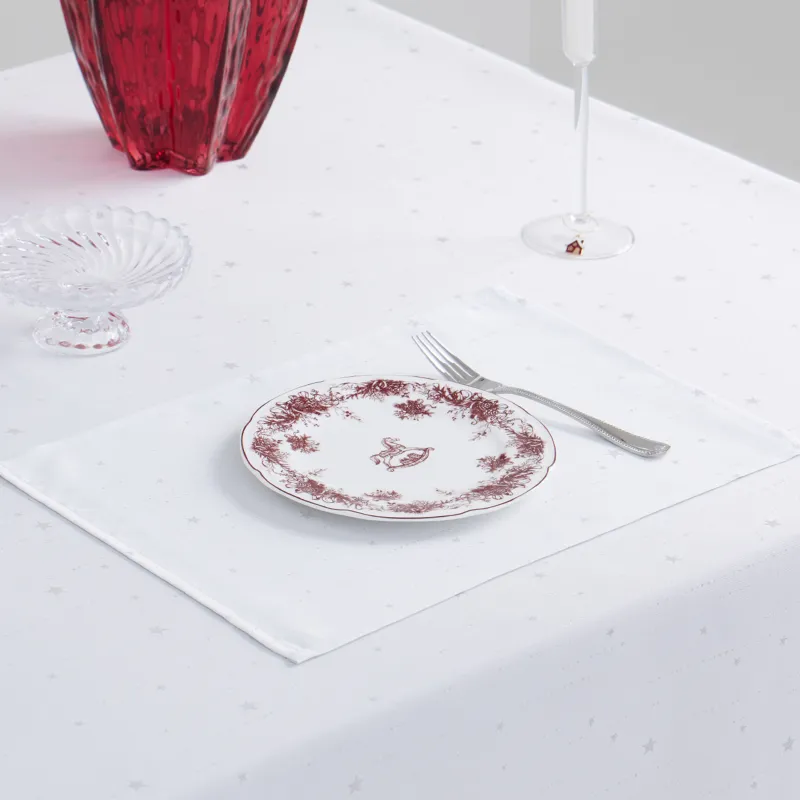 Салфетка под приборы, 30х45 см, жаккард, полиэстер, светло-серая, Серебристые звезды, Starlight