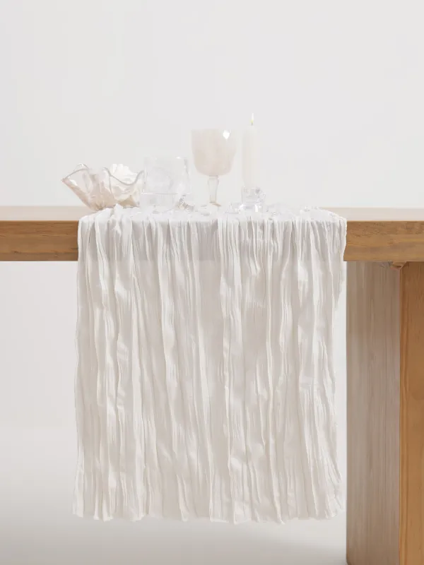 Дорожка настольная, 40х160 см, полиэстер, белая, Мятый эффект, Wavy white, image-2