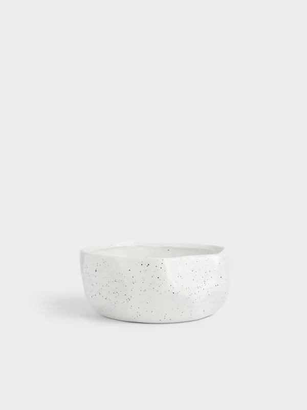 Ваза для фруктов, в крапинку, молочная, Crumple speckled, image-0