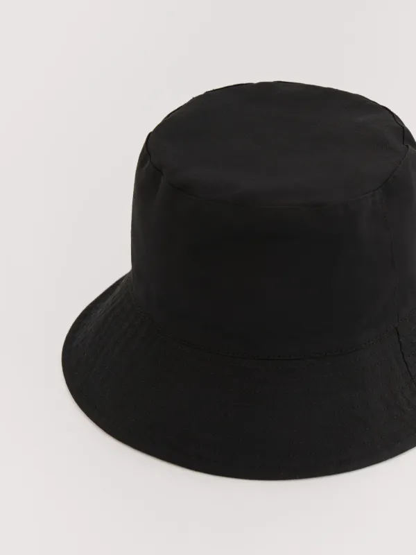 Панама, 57 см, единый размер, двусторонняя, хлопок, черная/молочная, Shore, image-1