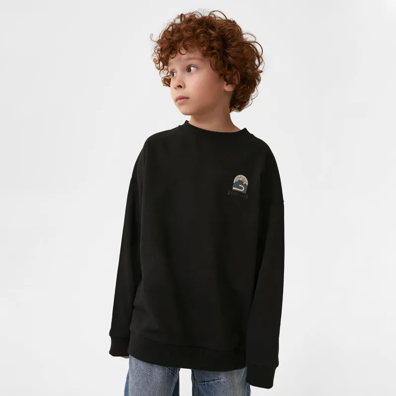 Свитшот детский, для мальчиков, хлопок/полиэстер, черный, Kaiz